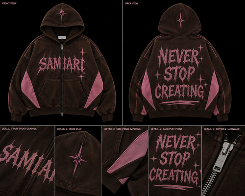 Brown/Pink Never Stop Creating Hoodie