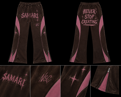 Brown/Pink 3-Way Zip Set Pants